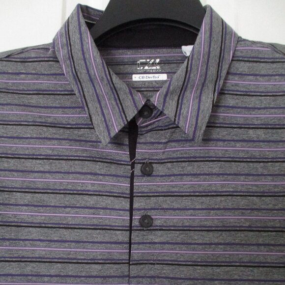 Cutter & Buck DryTec Mens S/S Gray Purple Golf Polo Shirt - Size Large - Picture 1 of 3